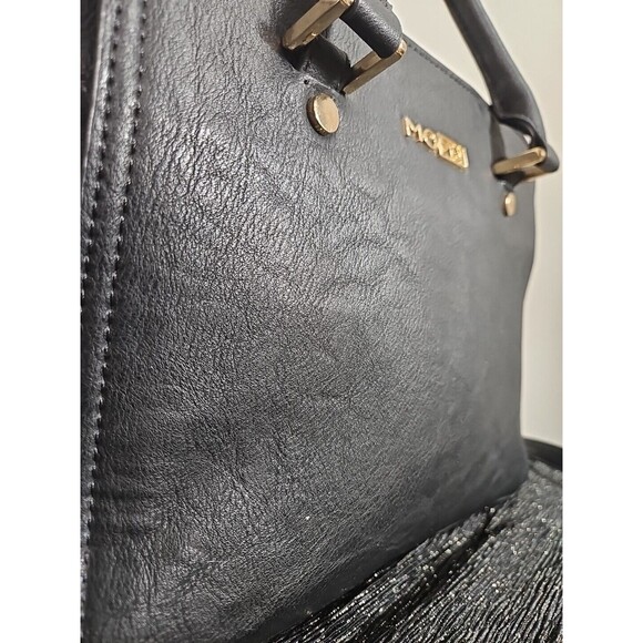 Black Handbag Woman MoMa, Zipper And Strips Bag - Picture 3 of 11